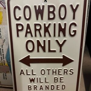 Vintage Cowboy Parking Only Western Metal Sign Ranch Decor Humor